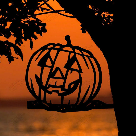 Jackolantern Spooky Season Metal Art Garden Signs Cut Metal Sign Metal House Sign - 8 inches - metal sign