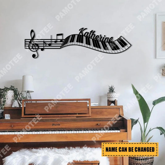 Customized Piano And Music Riff Metal Sign, Musical Anniversary Gift For Piano Lovers, Metal Laser Cut Metal Signs Custom Gift Ideas - 8 inches - metal sign