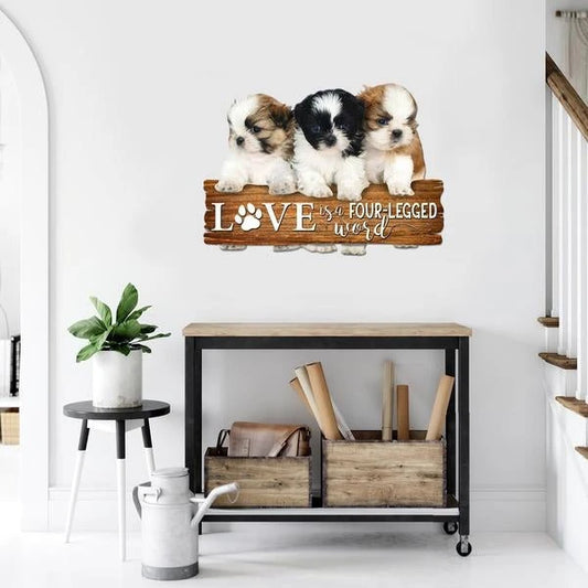 Shih Tzu Love Is A Fourlegged Word Cut Metal Sign Cut Metal Sign - 8 inches - metal sign