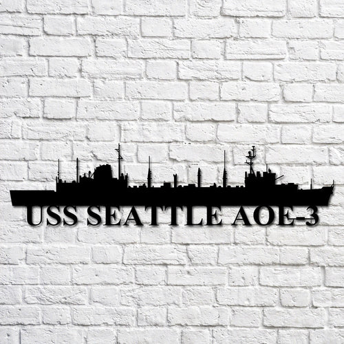 Uss Seattle Aoe3 Navy Ship Metal Art, Gift For Navy Veteran, Navy Ships Silhouette Metal Art, Navy Home Decor Laser Cut Metal Signs Custom Gift Ideas