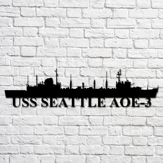 Uss Seattle Aoe3 Navy Ship Metal Art, Gift For Navy Veteran, Navy Ships Silhouette Metal Art, Navy Home Decor Laser Cut Metal Signs Custom Gift Ideas