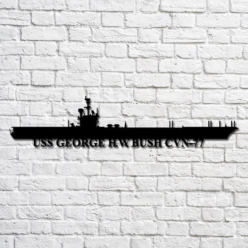 Uss George H.w. Bush Cvn 77 Navy Ship Metal Art, Gift For Navy Veteran, Navy Ships Silhouette Metal Art, Navy Home Decor Laser Cut Metal Signs Custom Gift Ideas
