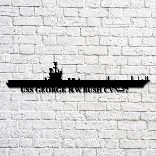 Uss George H.w. Bush Cvn 77 Navy Ship Metal Art, Gift For Navy Veteran, Navy Ships Silhouette Metal Art - metal sign