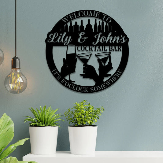Cocktail Metal Bar Sign, Custom, Tap, Lounge, Caf, Home Wall Decor, Anniversary Art Gift For Him her - wedding detail