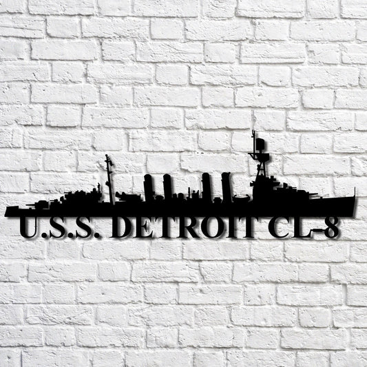 U.s.s. Detroit Cl8 Navy Ship Metal Art, Custom Us Navy Ship Cut Metal Sign, Gift For Navy Veteran, Navy - metal sign