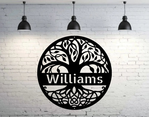 Personalized Tree Of Life Metal Wall Sign Custom Metal Name Sign Last Name Sign Door Hanger Indoor Outdoor Metal Sign Wedding Gift, Laser Cut Metal Signs Custom Gift Ideas