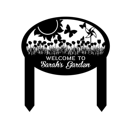 Personalized Metal Garden Sign, Outdoor Garden Stake, Home Decor, Metal Laser Cut Metal Signs Custom Gift Ideas - 8 inches - metal sign