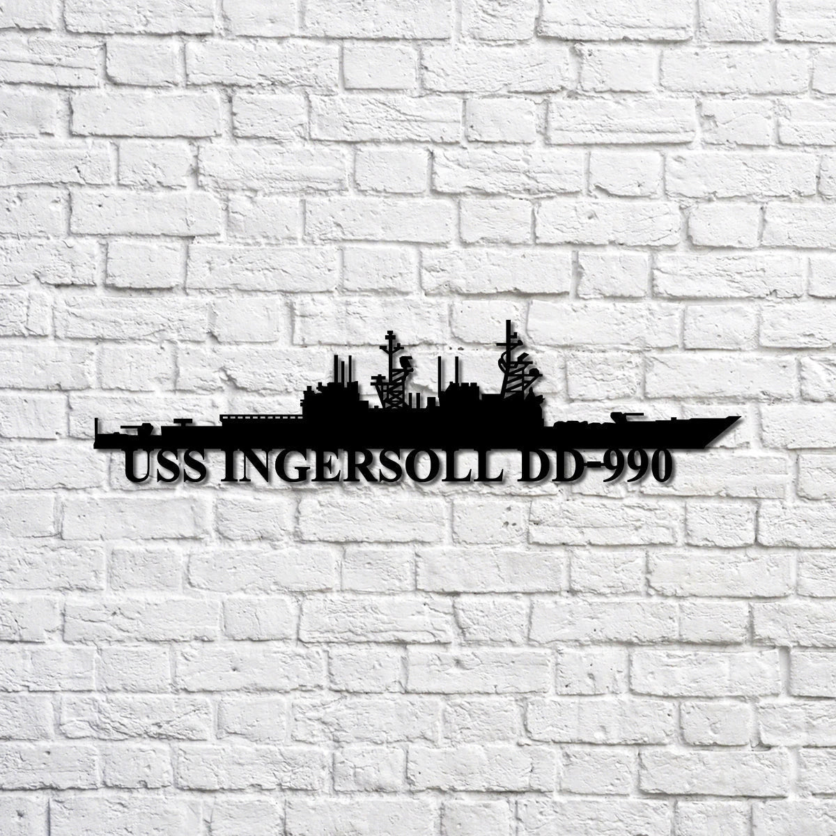 Uss Ingersoll Dd990 Navy Ship Metal Sign, Memory Wall Metal Sign Gift For Navy Veteran, Navy Ships Silhouette Metal Sign Laser Cut Metal Signs Custom Gift Ideas