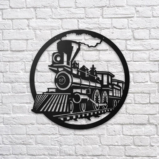 Train (Circle) Wall Art Decor Cut Metal Sign Laser Cut Metal Signs Custom Gift Ideas - 8 inches - metal sign