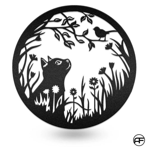 Cat Looking At Bird Cat Lovers Wall Art Decor Cut Metal Sign Laser Cut Metal Signs Custom Gift Ideas
