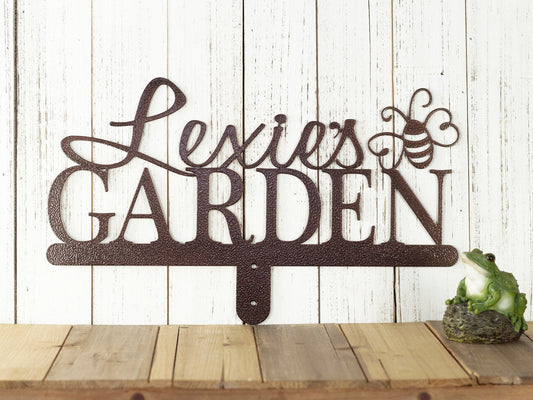 Garden Sign Name Sign Metal Name Sign Gift For Her Mothers Day Gift Metal Art Metal Decor Garden Decor Bumble Bee Sign - 8 inches - metal sign