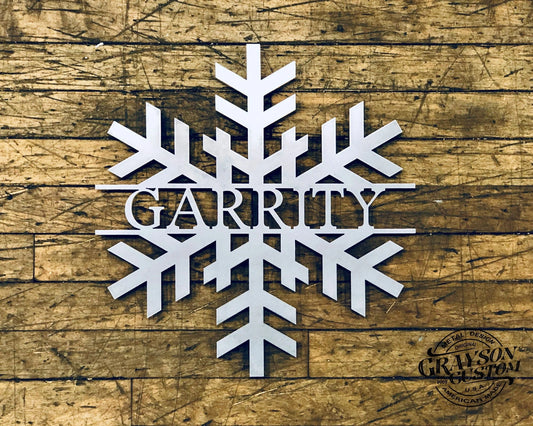 Personalized Custom Monogram Snowflake Name Sign Metal Farmhouse Decor wedding, Anniversary, Or - wedding detail