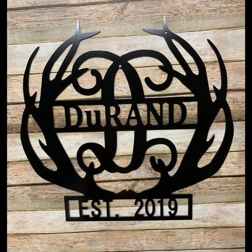 Personalized Father's Day , Hunter Gift, Deer Antler Decor, Custom Hunting Gift, Deer Antler Wall, Door Hanger, Est Date Decor Laser Cut Metal Signs Custom Gift Ideas
