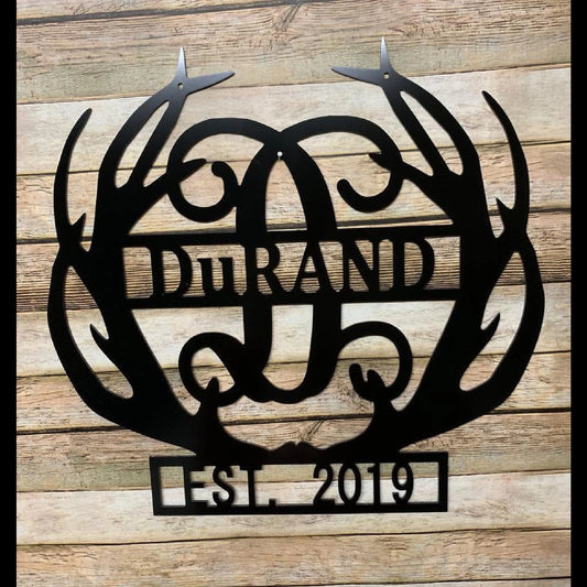 Personalized Father's Day , Hunter Gift, Deer Antler Decor, Custom Hunting Gift, Deer Antler Wall, Door Hanger, Est Date Decor Laser Cut Metal Signs Custom Gift Ideas