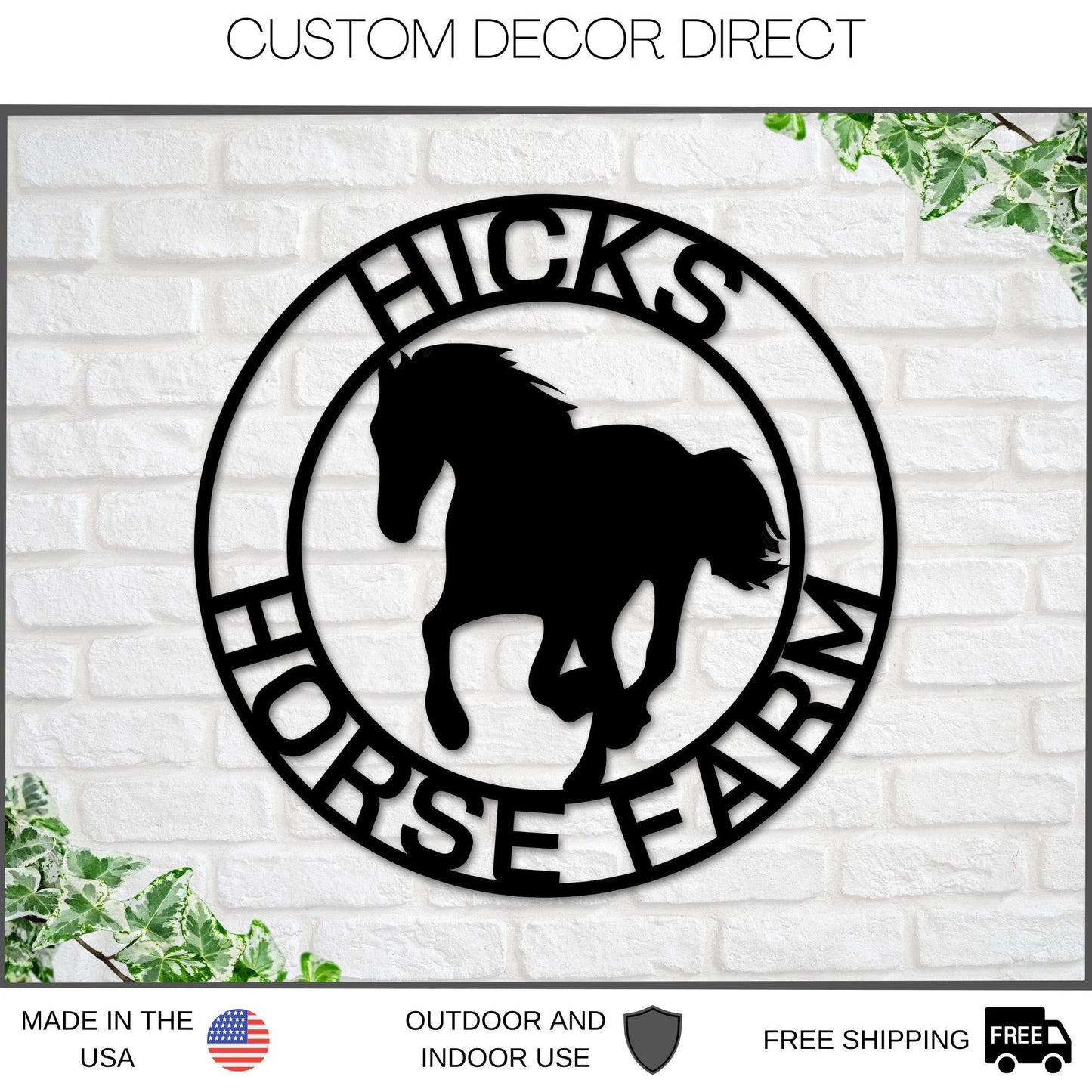 Christmas Gift, Personalized Horse Metal Sign, Horseshoe Art, Western Decor, Initial Metal Sign, Housewarming Gift, Metal Wall Art, Metal Laser Cut Metal Signs Custom Gift Ideas