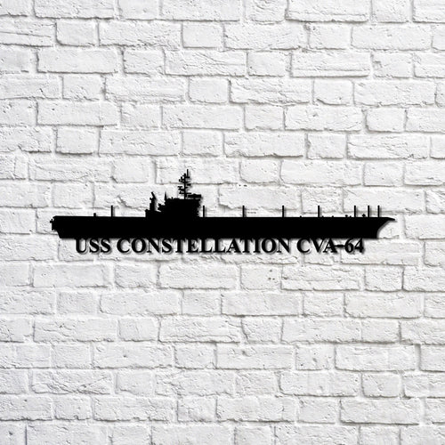 Uss Constellation Cva64 Navy Ship Metal Sign, Memory Wall Metal Sign Gift For Navy Veteran, Navy Ships Silhouette Metal Sign Laser Cut Metal Signs Custom Gift Ideas