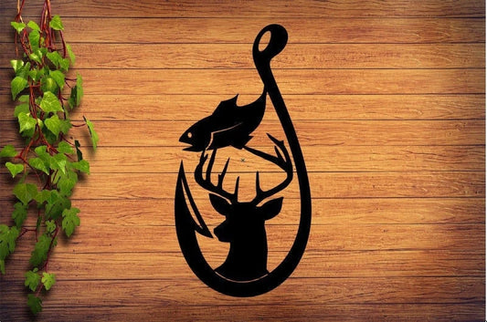 Fishing & Hunting Metal Art Nature Hunting And Fishing Metal Sign Hunt And Fish - 8 inches - metal sign