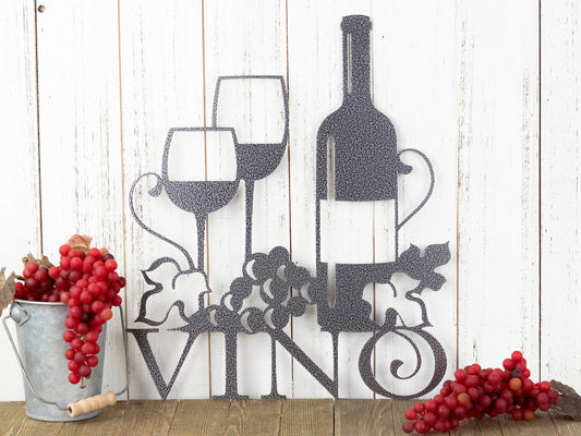 Vino Metal Sign Silver Vein Laser Cut Steel Wine Vino Wedding Gift