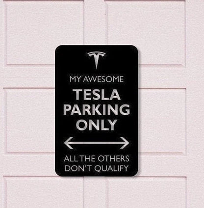 Tesla Parking Only, Your Custom Text Metal Parking Sign, Wall Art, Metal Sign, Reserved Parking Sign, Novelty Gift, Employee Parking Signs Laser Cut Metal Signs Custom Gift Ideas