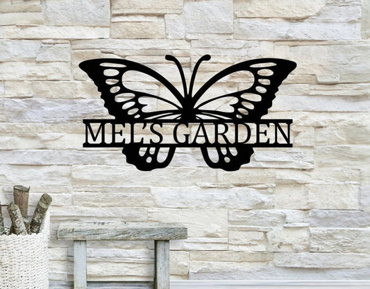 Personalized Garden Metal Art, Outdoor Metal Art, Butterfly Metal Art, Garden Sign, Outdoor Home Decor - metal sign