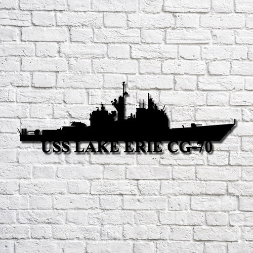 Uss Lake Erie Cg70 V2 Navy Ship Metal Art, Custom Us Navy Ship Cut Metal Sign, Gift For Navy Veteran, Navy Ships Silhouette Metal Art, Navy Home Decor Laser Cut Metal Signs Custom Gift Ideas
