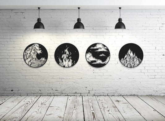 Four Elements Metal Wall Decor, Metal Wall Art, Housewarming Gift, Alternative 4 Elements, Metal Wall - metal sign
