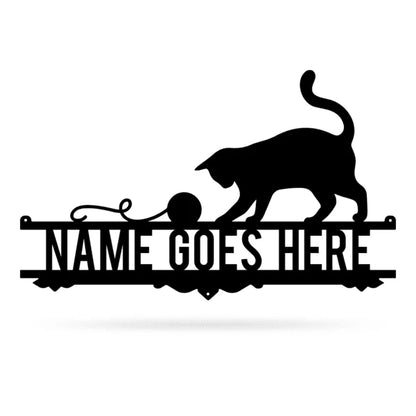 Cat Lovers Monogram Cut Metal Sign Metal House Sign