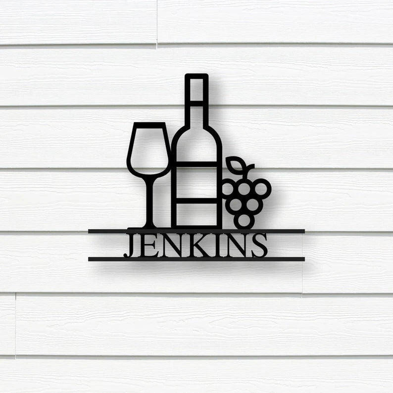 Personalized Wine Theme Metal Sign Metal Kitchen Sign Custom Metal Sign Wet Bar Sign Wine Down Wine Lover Gift Personalized Custom
