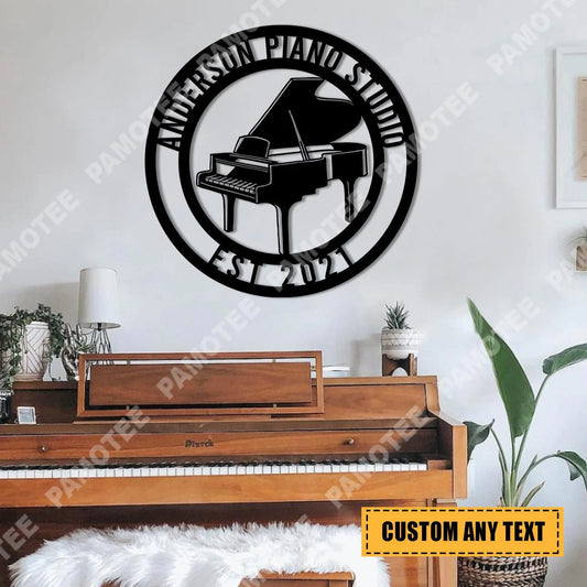 Customized Name And Date Piano Metal Sign, Piano Shop Decoration, Metal Laser Cut Metal Signs Custom Gift Ideas - 8 inches - metal sign