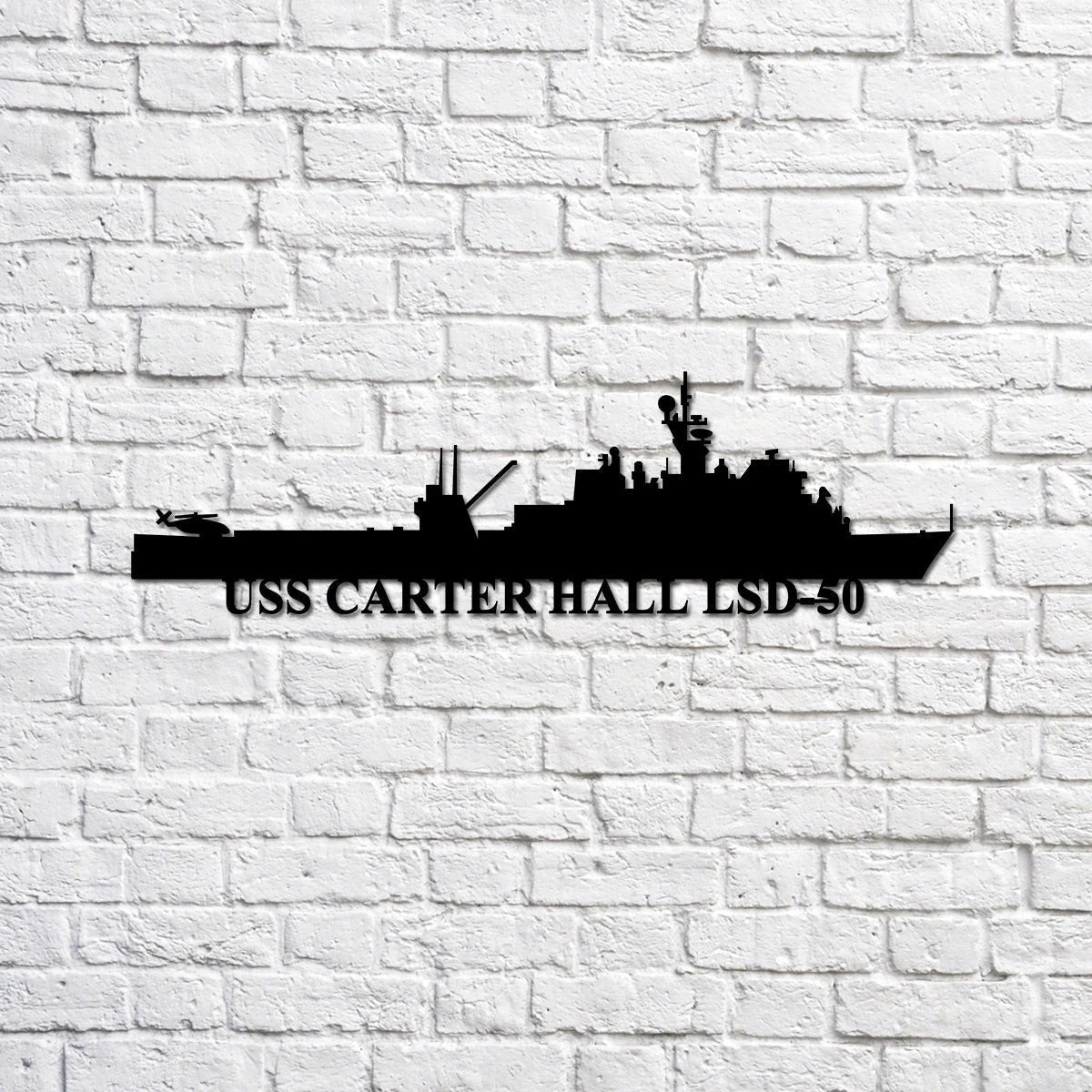 USS Carter Hall LSD50 silhouette Navy Ship Metal Sign, Memory Wall Metal Sign Gift for Navy Veteran Laser Cut Metal Signs Custom Gift Ideas