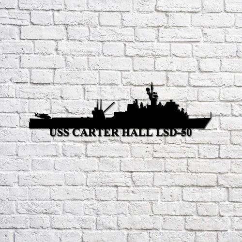 USS Carter Hall LSD50 silhouette Navy Ship Metal Sign, Memory Wall Metal Sign Gift for Navy Veteran Laser Cut Metal Signs Custom Gift Ideas