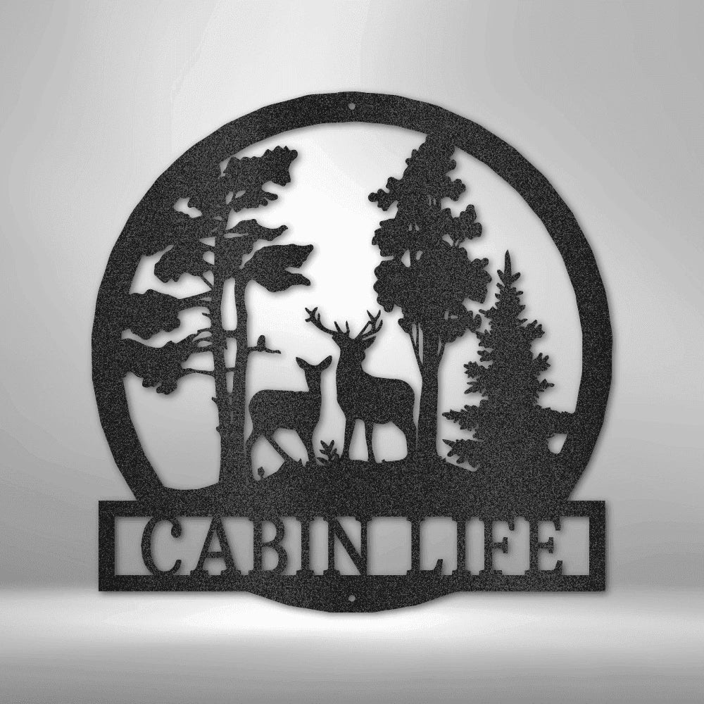 Personalized Deer in the Woods Steel Art Wall Decor Metal Name Sign Laser Cut Metal Signs Custom Gift Ideas