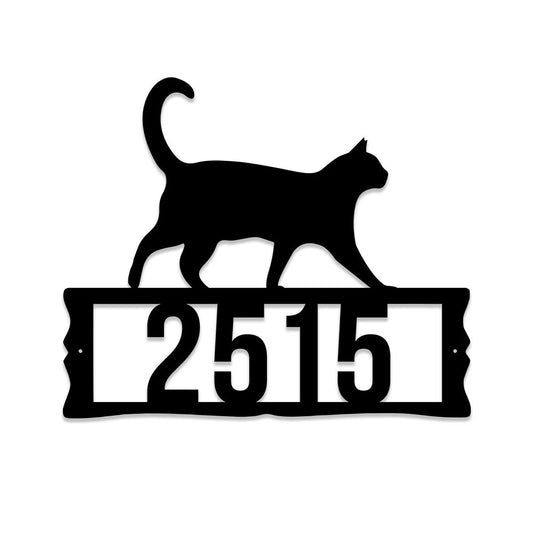 Personalized Address Cat Metal Sign, Wedding, Anniversary Gift For Cat Lovers, Metal Laser Cut Metal Signs Custom Gift Ideas - 8 inches - metal sign