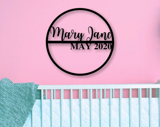 Personalized Baby Name Sign Nursery Decor Nursery Name Sign Baby Name Sign Metal Sign Nursery Last Name Sign Baby Gift - 8 inches - metal sign