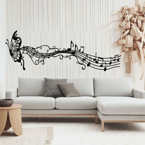 Metal Wall Decor Metal Music Decor Butterfly And Melody Notes Art Home Living Room Decoration Wall Hangings Music Lover Decor
