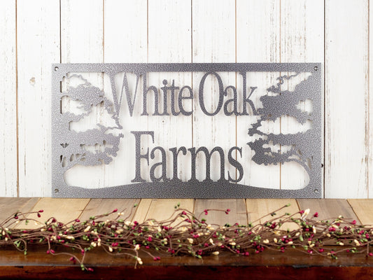 Custom Metal Sign, Oak Tree, Personalized Sign, Outdoor Sign, Custom Sign, Rustic, Metal Wall Art, Silver - metal sign