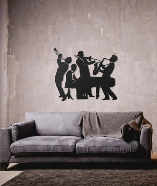 Jazz Band Music Studio Decor Wall Art Cut Metal Sign Laser Cut Metal Signs Custom Gift Ideas - 8 inches - metal sign