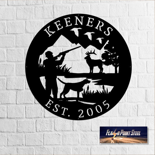 Hunting Dog, Hunting Duck, Antler Deer, Driveway Sign, Personalized, Steel Art, Deer In Woods, Custom - metal sign