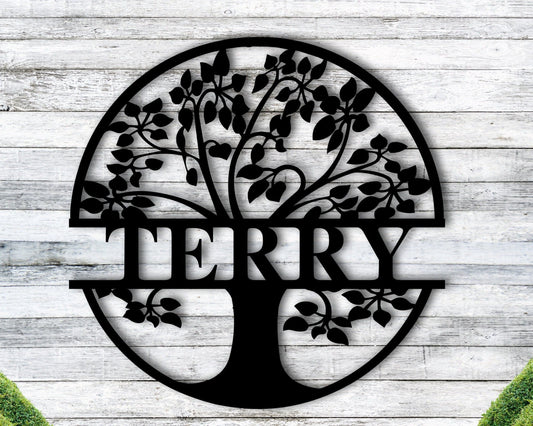 Custom Last Name Sign, Tree Of Life With Personalized Name Metal Sign, Custom Tree Of Life, Personalized - metal sign