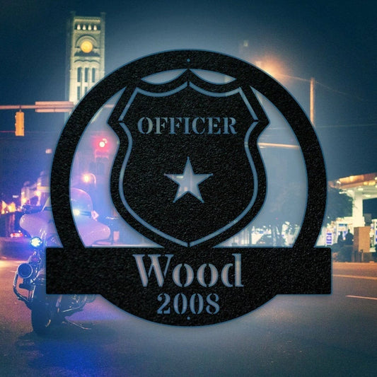 Personalized Police Sign For Home Police Officer Gifts For Men Police Gifts Metal Sign Police Badge Fathers Day Gift