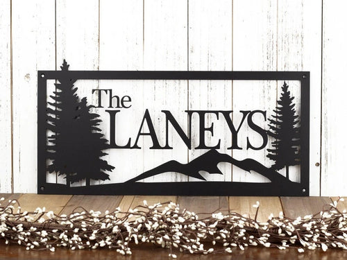 Custom Metal Sign Last Name Sign Family Name Sign Wedding Gift Name Sign Custom Sign Personalized Sign Outdoor Mountains