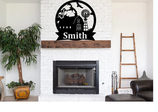 Personalized Barn And Windmill Monogram Laser Cut Metal Signs Custom Gift Ideas - 8 inches - metal sign