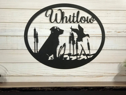 Custom Metal Sign, Dog Sign, Duck Hunter Gift, Personalized Family Name Sign, Laser Cut Metal Signs Custom Gift Ideas - 8 inches - metal sign
