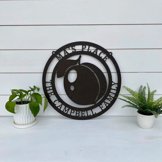 Georgia Peach Personalized Metal Sign Cut Metal Sign Metal House Sign - 8 inches - metal sign