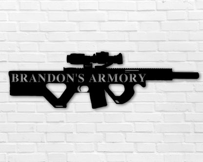 Personalized Gun Name Sign, Gun Owner Gift, Armory Decor, 2nd Amendment Gift, Veteran Gift, Father's Day Gift, Hunting Gift, Ar15 Laser Cut Metal Signs Custom Gift Ideas
