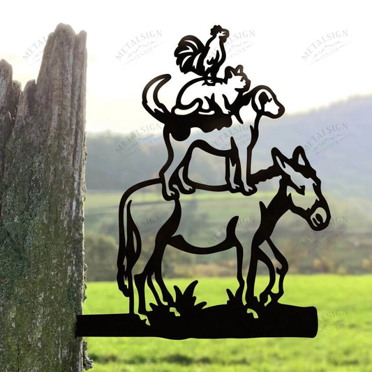 Musicians Of Breman Metal Art Garden Signs Cut Metal Sign Metal House Sign - 8 inches - metal sign