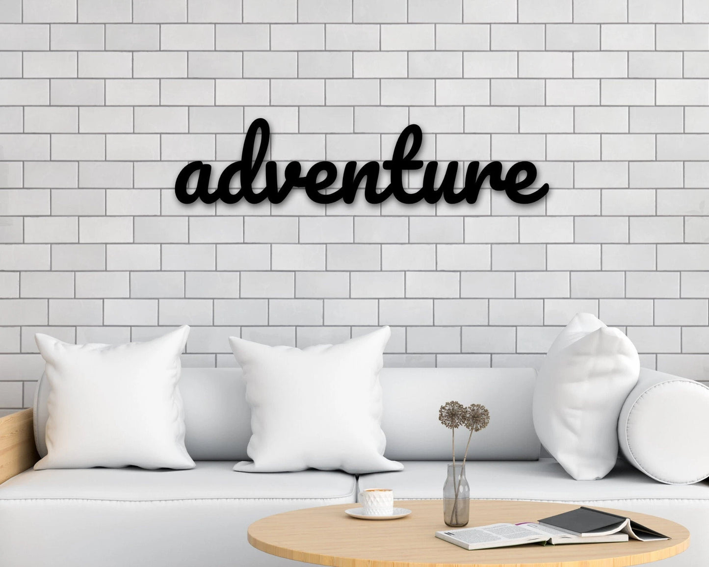 Adventure Sign, Metal Cursive Word Sign, Word Wall Art, Cursive Wall Art, Housewarming Gift, Farmhouse Decor, Custom Word Sign, Personalized, Metal Laser Cut Metal Signs Custom Gift Ideas