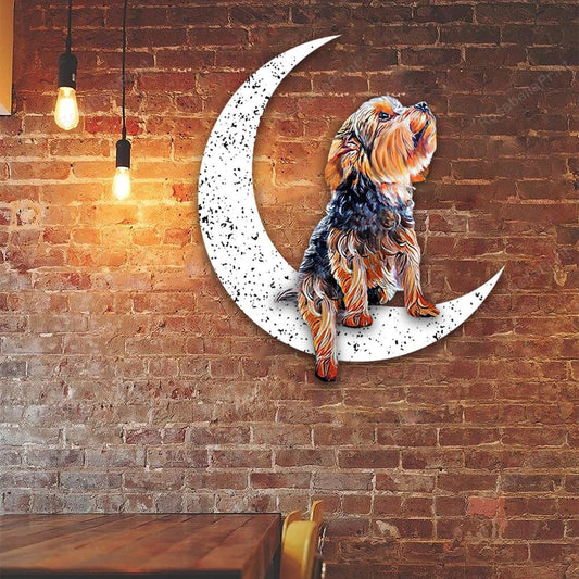 Dog Metal Sign Yorkshire Terrier Sit On The Moon Gift for Dog Lover - 8 inches - metal sign