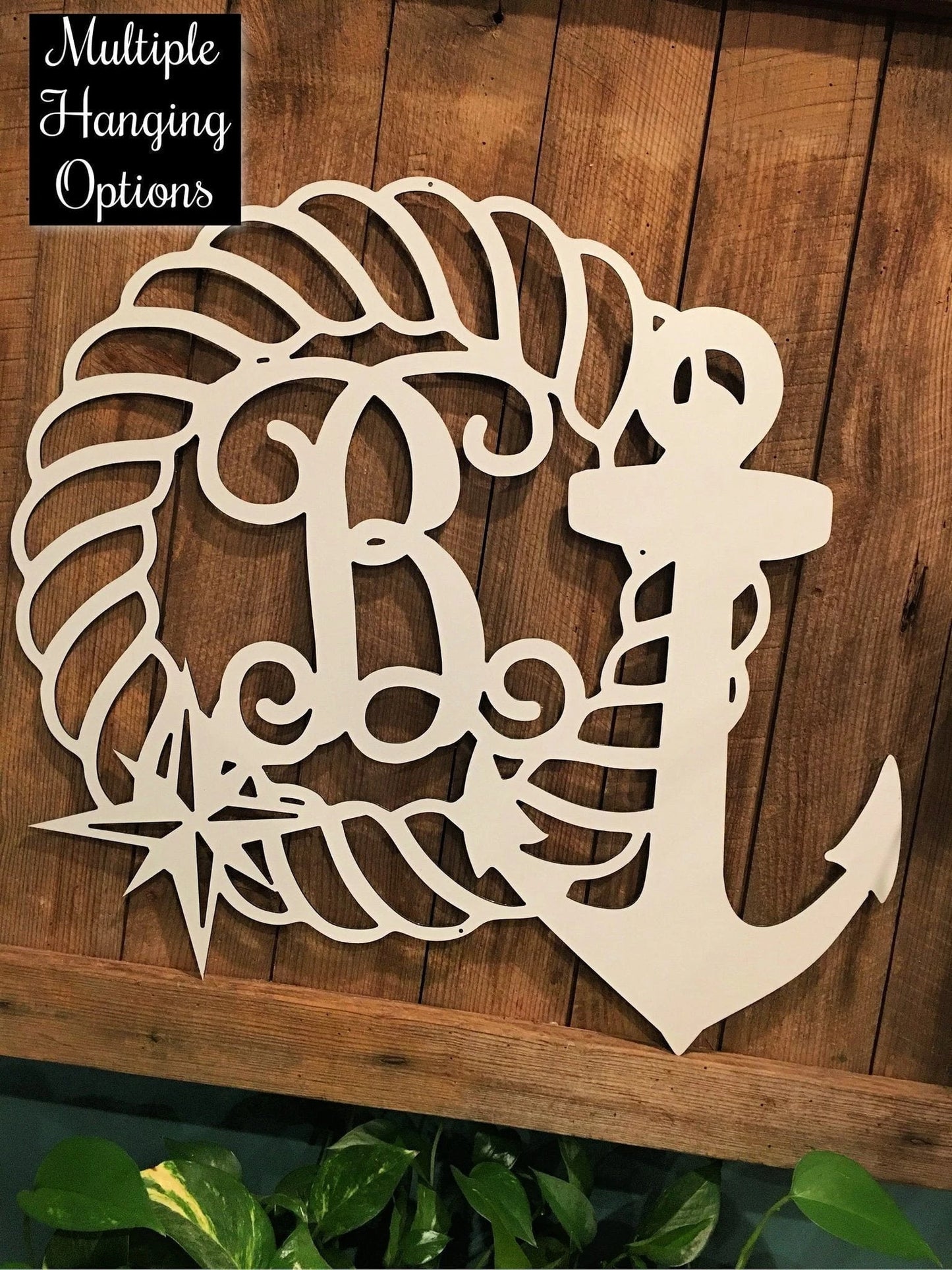 Nautical Decor Anchor Wall Hanger Custom, Personalized Monogram Or Address, Beach House Decor Sea Theme Gifts Laser Cut Metal Signs Custom Gift Ideas