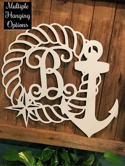 Nautical Decor Anchor Wall Hanger Custom, Personalized Monogram Or Address, Beach House Decor Sea Theme Gifts Laser Cut Metal Signs Custom Gift Ideas